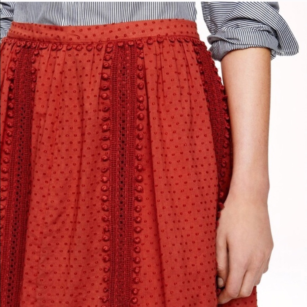 ❤️ J. Crew Red Pom Pom Skirt ❤️